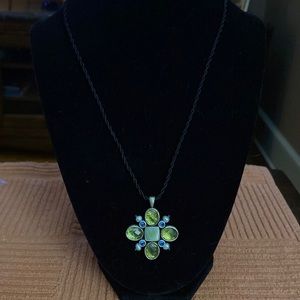 Lia Sophia Pearl  Black Braided Cord Necklace